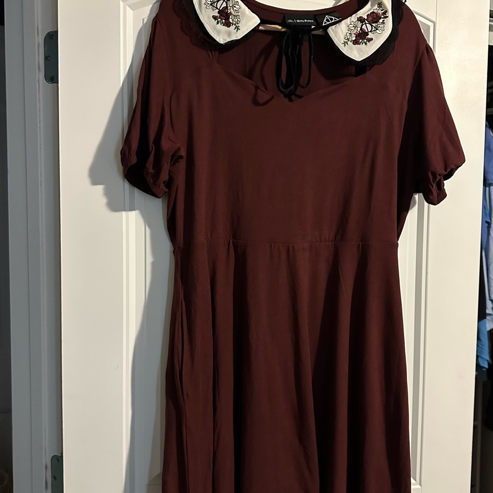 Warner Bros. Harry Potter Burgundy and Black Dress with Deathly Hallows Detail